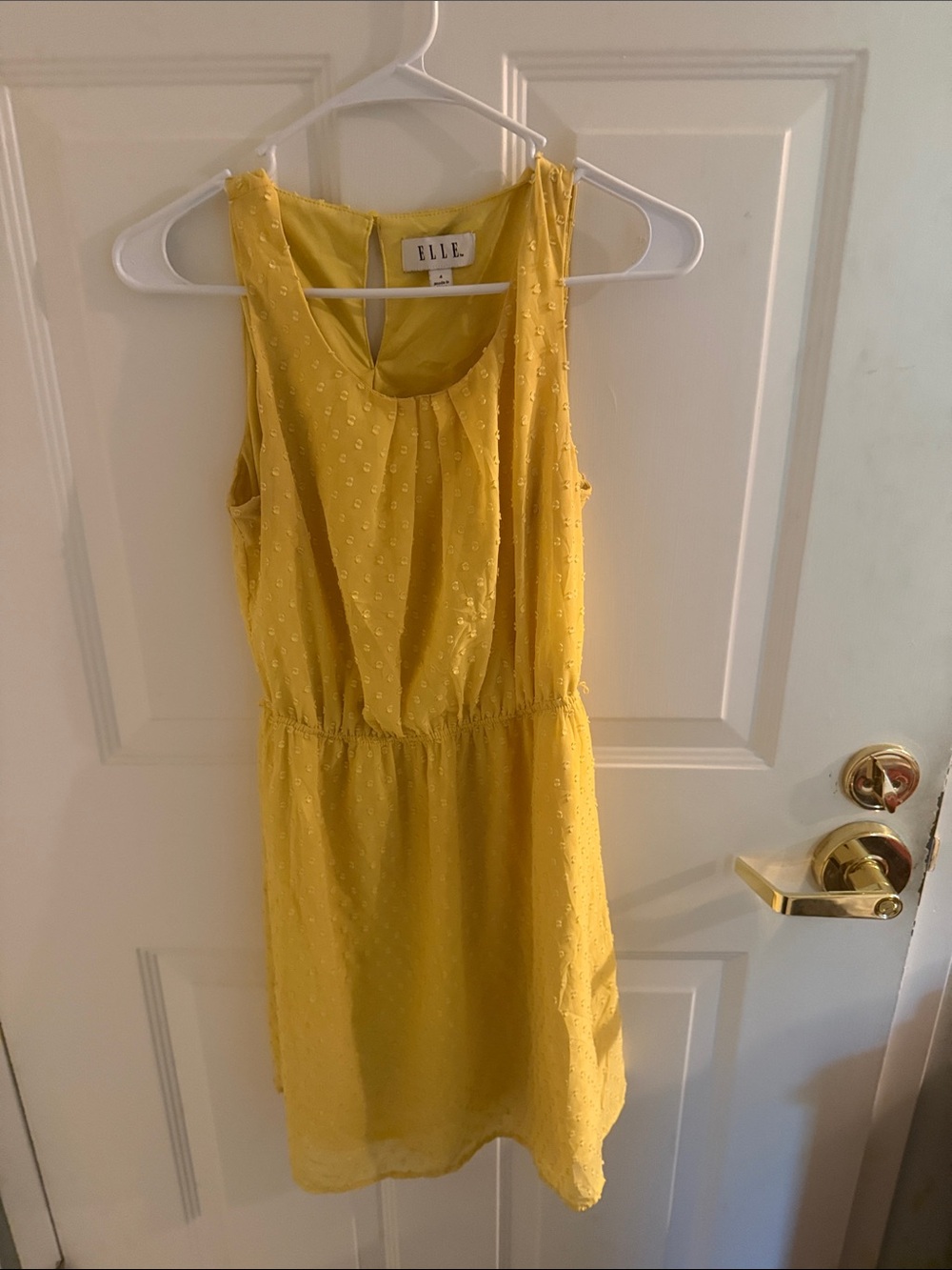 ELLE Bright Yellow Textured Sleeveless Dress